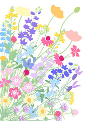 ナチュラルでカラフルな草花の花束