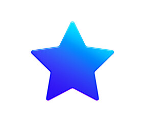 Vibrant blue gradient star isolated, ideal for user interface, and ratings. 3d illustration