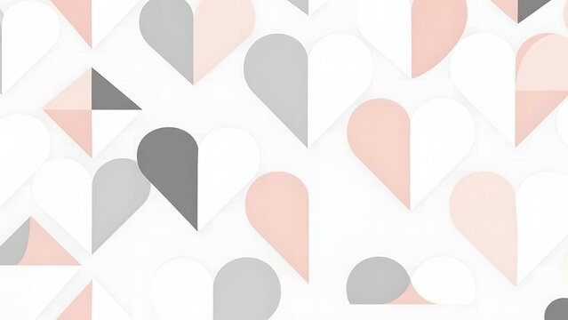 A modern geometric heart pattern background in soft pastel and grey tones