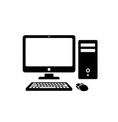 Fototapeta premium Personal computer setup with monitor keyboard mouse and tower case