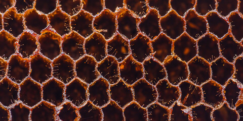 Honeycomb structure showing hexagonal pattern and intricate texture