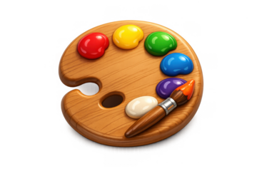 Colorful artist palette with paintbrush for creative design projects