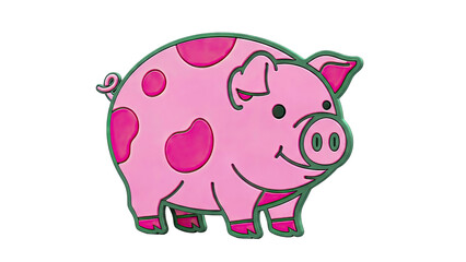 Fototapeta premium Cute Pink Pig with Dark Spots