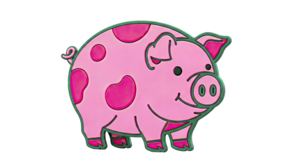 Cute Pink Pig with Dark Spots