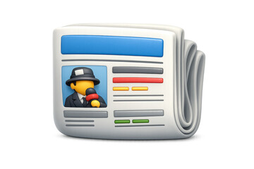 Simple newspaper icon illustration with reporter graphic for media design