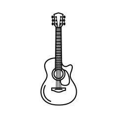 Naklejka premium Acoustic guitar outline, musical instrument, vector illustration, isolated on white background