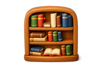 Book collection display icon for digital and print design - simple bookshelf concept