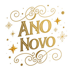 Elegant ano novo text design isolated on white background