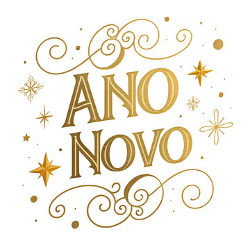 Elegant ano novo text design isolated on white background