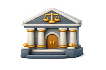 Iconic courthouse design with scales of justice for legal themes and educational use