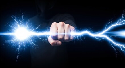 Person channeling powerful electric energy from their hand