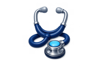 Medical stethoscope icon for healthcare design in blue on gray background