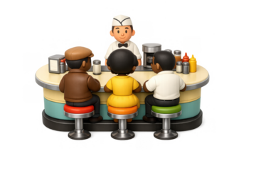 Sit-in protest at diner counter: iconic representation of social justice and equality for activism design