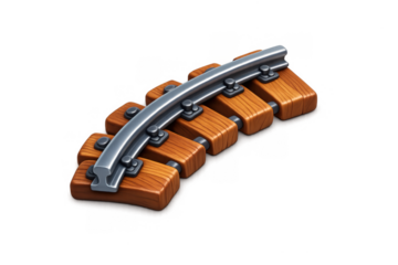 Railroad journey icon with curved wooden tracks and metal rails for travel design