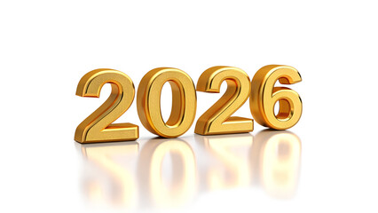 Golden 2026 numbers isolated on white background