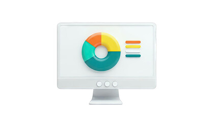 3D Donut Chart and Bar Graph on Monitor