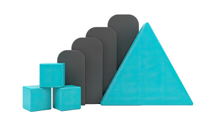 Abstract geometric shapes in blue and gray