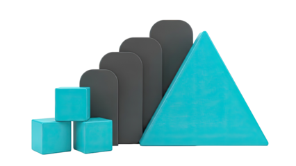 Abstract geometric shapes in blue and gray