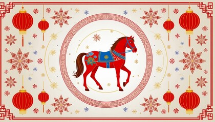 zodiac the year of the horse in chinese new year style