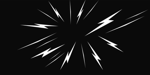 Explosion effect. Abstract comic book flash explosion. Anime. Blast radial lines. Vector comic book design element.