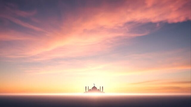 Silhouette of a building against vibrant sunset sky