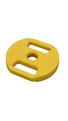 Isolated, bright yellow dumbbell 