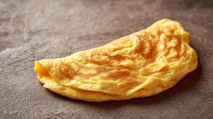 Soft omelette with barely visible curd texture, pale clay background, restrained fine dining style