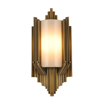 Art Deco Wall Sconce Emitting Warm Light White