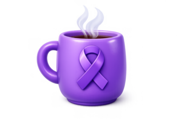 Purple awareness mug design featuring symbolic ribbon for health campaigns and events