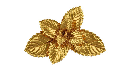 Shimmering gold foliage on a transparent background, a lavish representation of botanical art