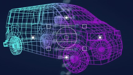 Animation of car drawing over woman wearing vr headset - Powered by Adobe