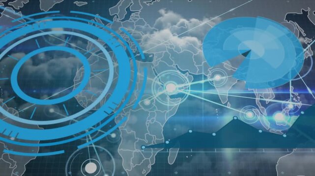 Animation of network of connections over clocks