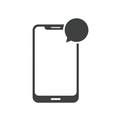 A modern smartphone graphic featuring a prominent chat bubble to symbolize texting, messaging, and online conversation. Perfect for topics on digital communication, mobile apps, and technology