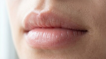 Obraz premium Soft Lips: A close-up shot of soft, luscious lips, hinting at delicate texture and natural beauty.