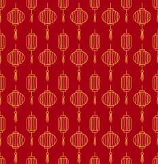 Chinese Pattern New Year. Red Chinese Pattern for Imlek. Oriental Pattern. Red Seamless Pattern. Japanese Seamless Pattern. Asian Oriental Pattern.
