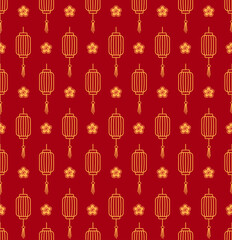Chinese Pattern New Year. Red Chinese Pattern for Imlek. Oriental Pattern. Red Seamless Pattern. Japanese Seamless Pattern. Asian Oriental Pattern.