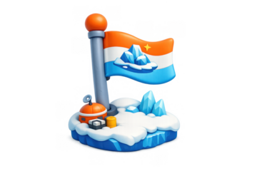 Arctic flag marker with iceberg concept for adventure and exploration designs