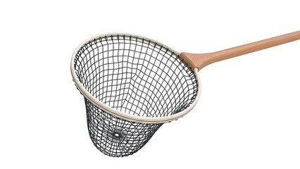 Wooden handle fishing net with black mesh