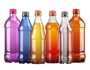 3d plastic bottle mockup set with realistic labels isolated on transparent background PNG