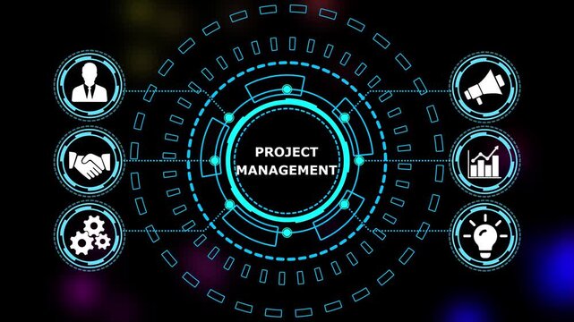 Abstract automation technology background. Business, Technology, Internet and network concept." Project Management" a crucial business strategy for workforce business success growth. 4k video