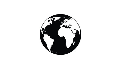 Fototapeta premium Simple black and white illustration of planet earth with visible continents