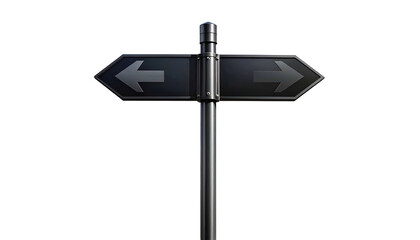 A signpost displays two directions left and right arrows against a dark background