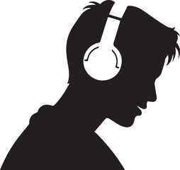 Silhouette of a person listening to headphones