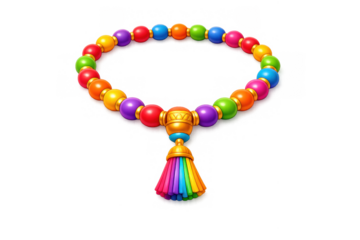 Vibrant indian necklace with multicolored beads and tassel for jewelry design