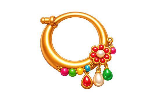 Elegant bridal nath design with colorful gemstones for jewelry inspiration