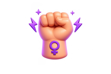Empowered raised fist with gender symbol for feminist movement and gender equality design