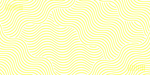 Yellow instant noodles, pasta, and spaghetti textures with geometric wavy lines. Ramen and pasta vector patterns. background white modern