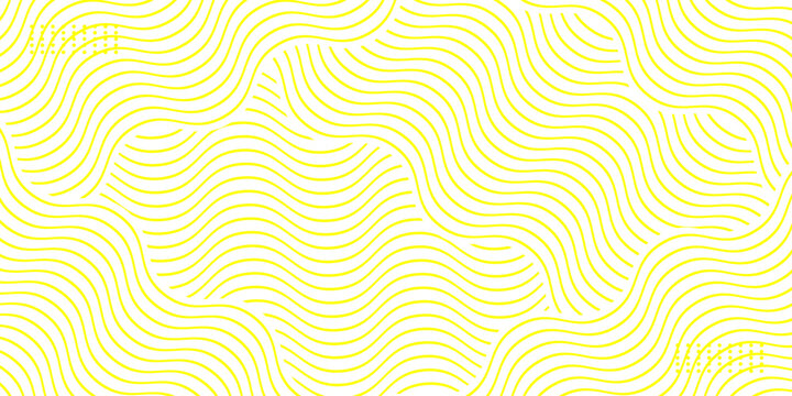 Yellow instant noodles, pasta, and spaghetti textures with geometric wavy lines. Ramen and pasta vector patterns. background white modern