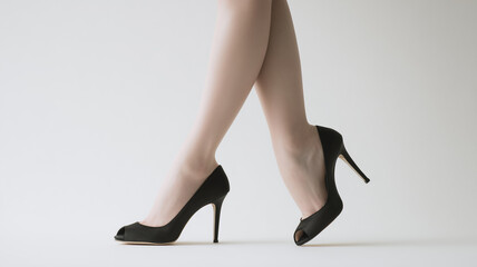 黒ヒールで脚を組んだ日本人女性、洗練された所作