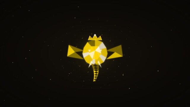 Sacred Gold Wisdom Geometric Elephant Mandala Low Poly Sacred Animal Art Animation Background
